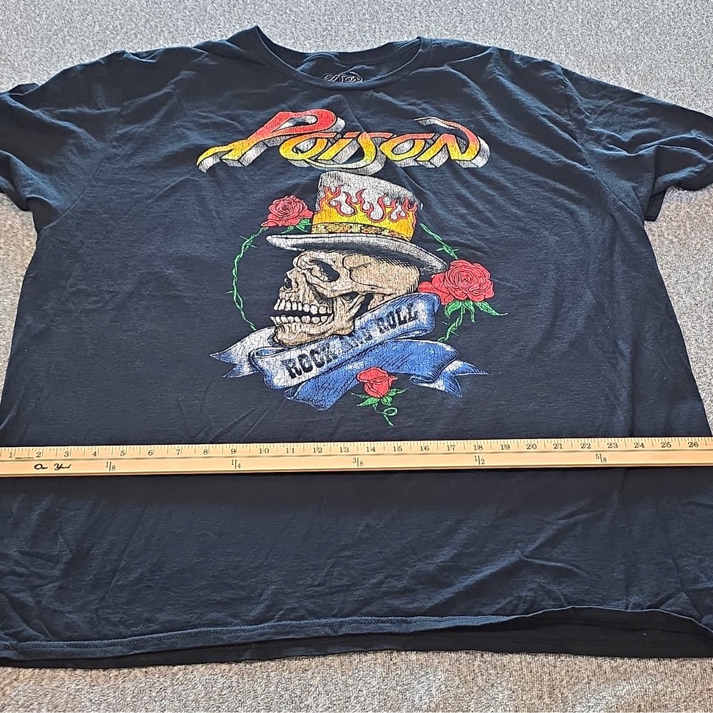 Poison Rock & Pop Graphic Band T-Shirt Black Skull Roses Rock N Roll 3XL
